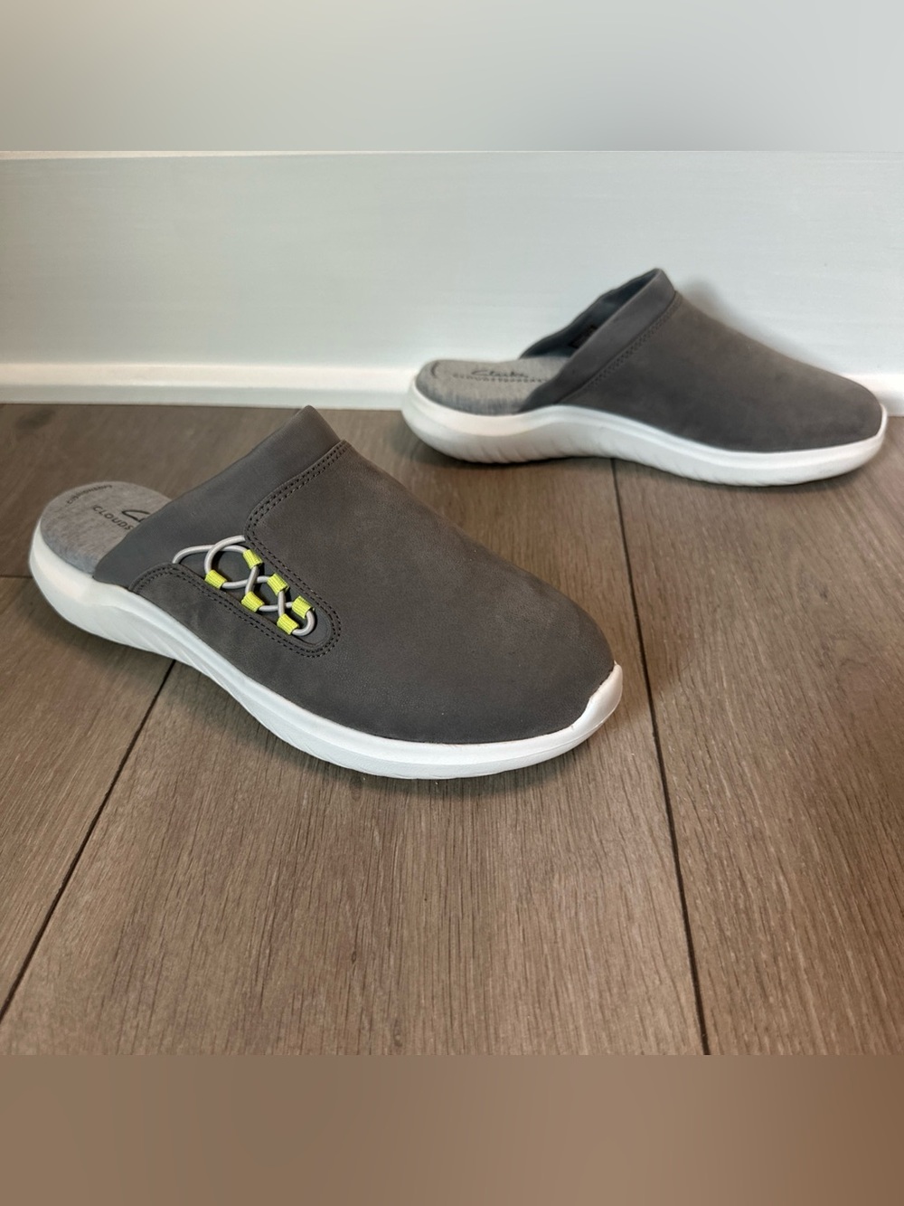 Clarks Cloudstepper Size 7 Nova Ease Grey Mules Slip On Ortholite Comfort Shoes